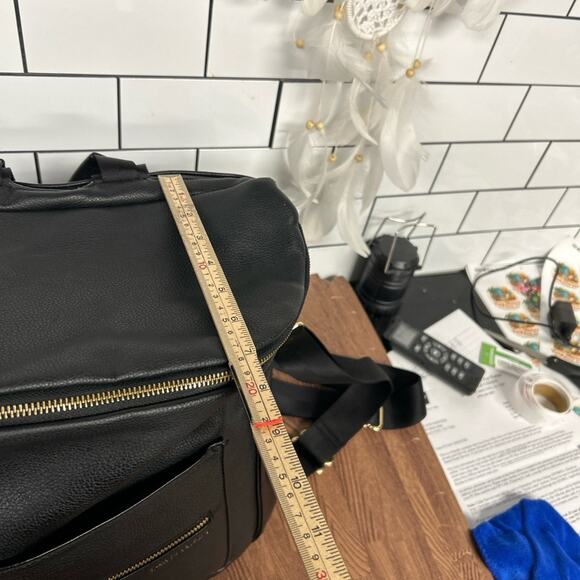 FAWN Design Black Faux Leather Diaper Bag Backpack Crossbody Gold Hardware main image 11